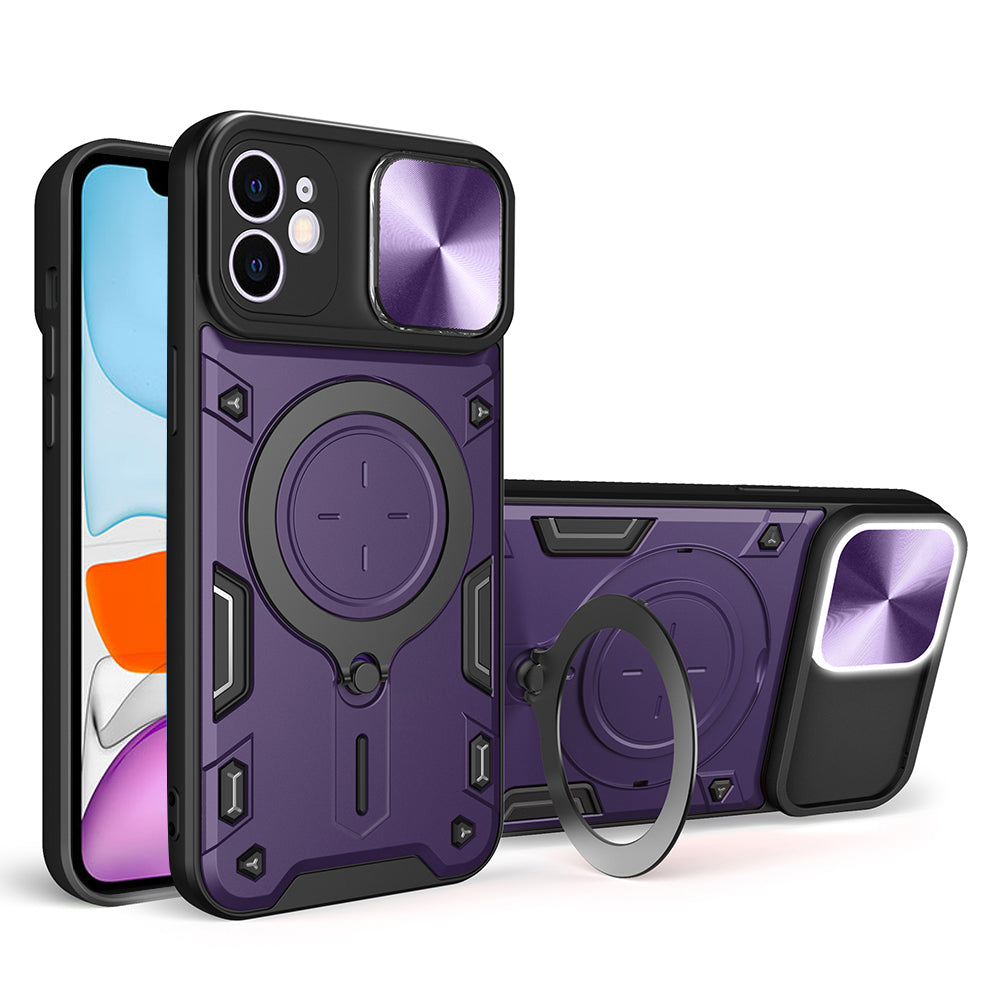 For iPhone 11 Slide Camera Lid Anti-drop Cover PC + TPU Phone Case with Rotatable Kickstand For iPhone 11 Slide Camera Lid Anti-drop Cover PC + TPU Phone Case with Rotatable Kickstand